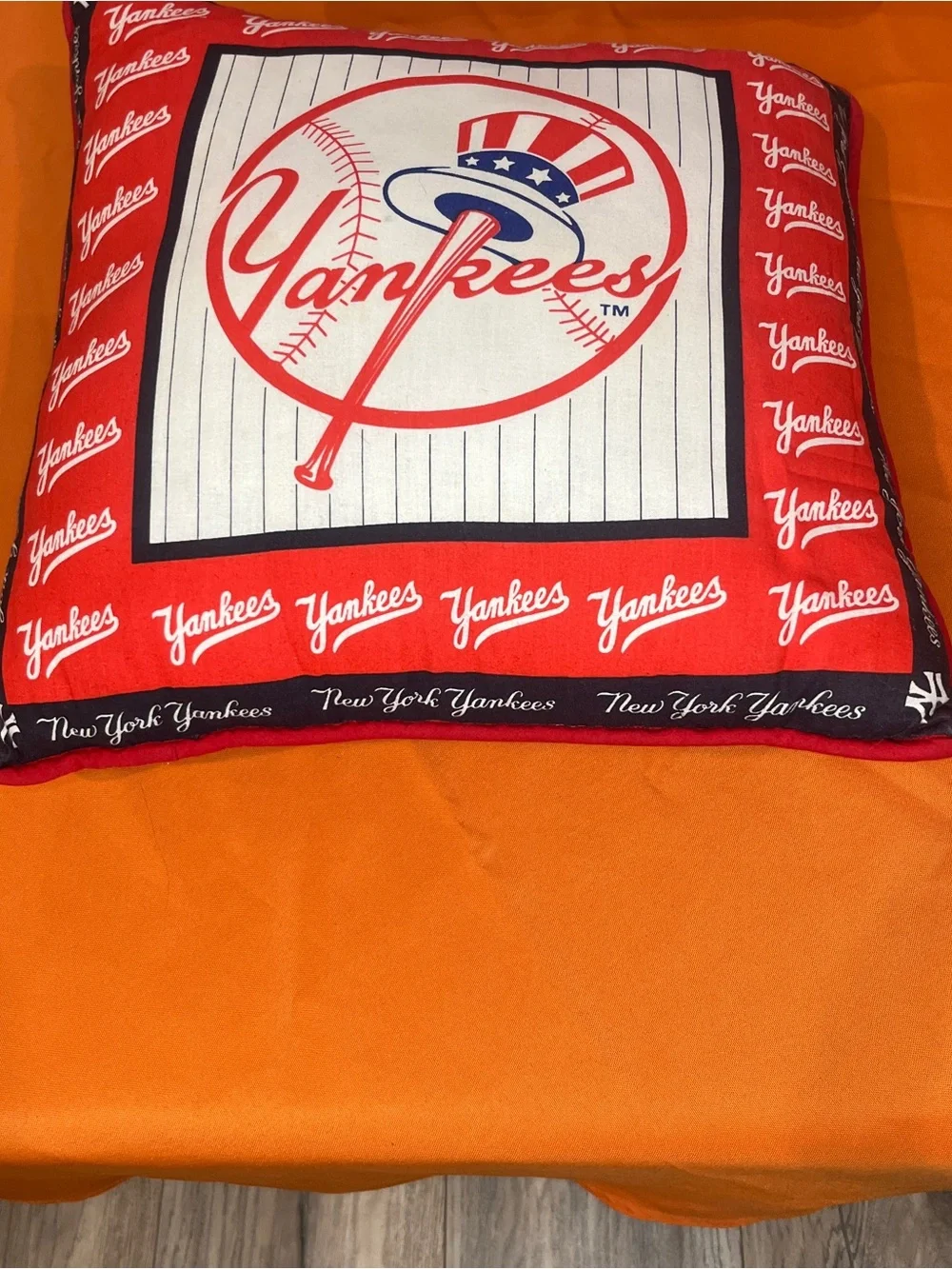 Homemade New York Yankees Navy Set  wThrow Pillows with Red Trim
